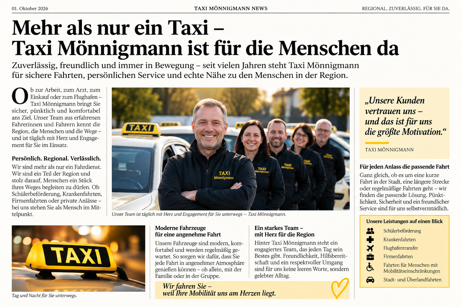 Mehr als nur ein Taxi – Taxi Mönnigmann ist für die Menschen da